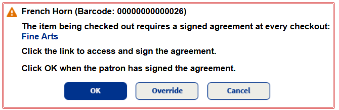 Digital Signature Agreements blocked transaction message to sign agreement or override.